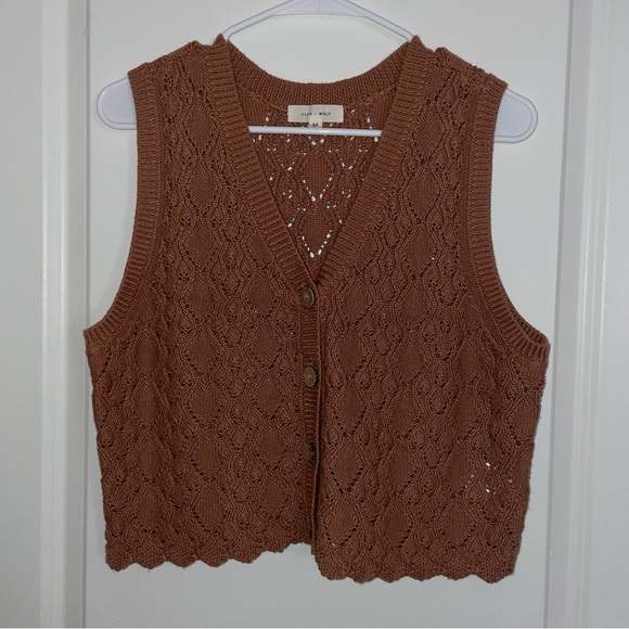 Cleo + Wolf Brown Knit Button-Up Vest - Picture 3 of 4